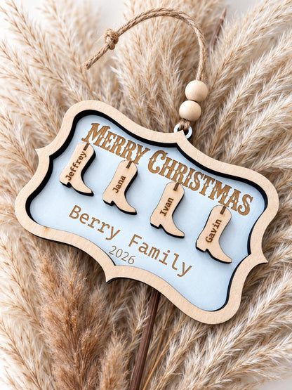 Personalized Western Family Christmas Ornament