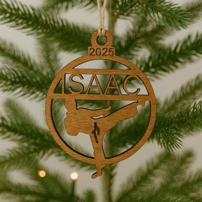 Karate\Taekwondo Personalized Wood Christmas Ornament