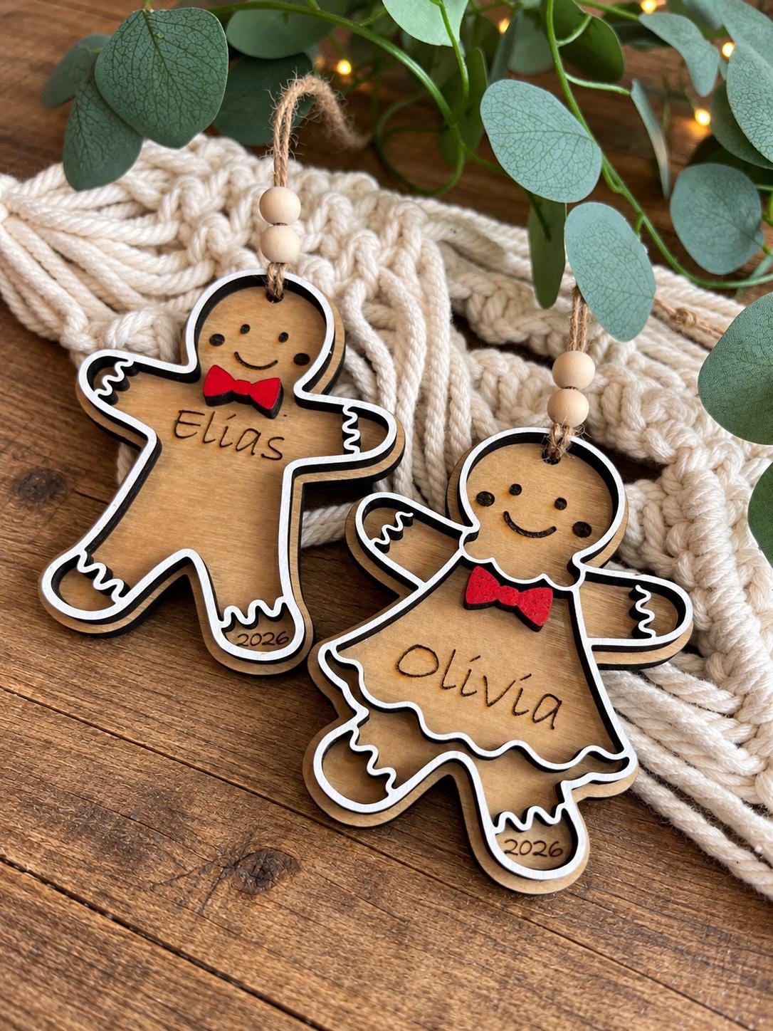 Gingerbread Personalized Wood Christmas Ornament