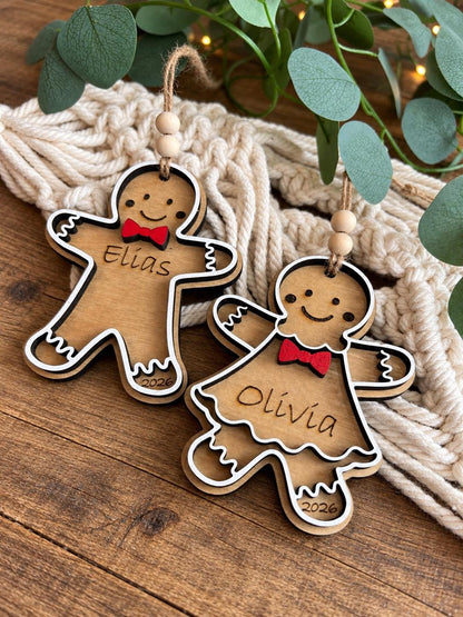 Gingerbread Personalized Wood Christmas Ornament