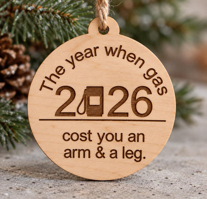 2026 Funny Gas Price Wood Christmas Ornament