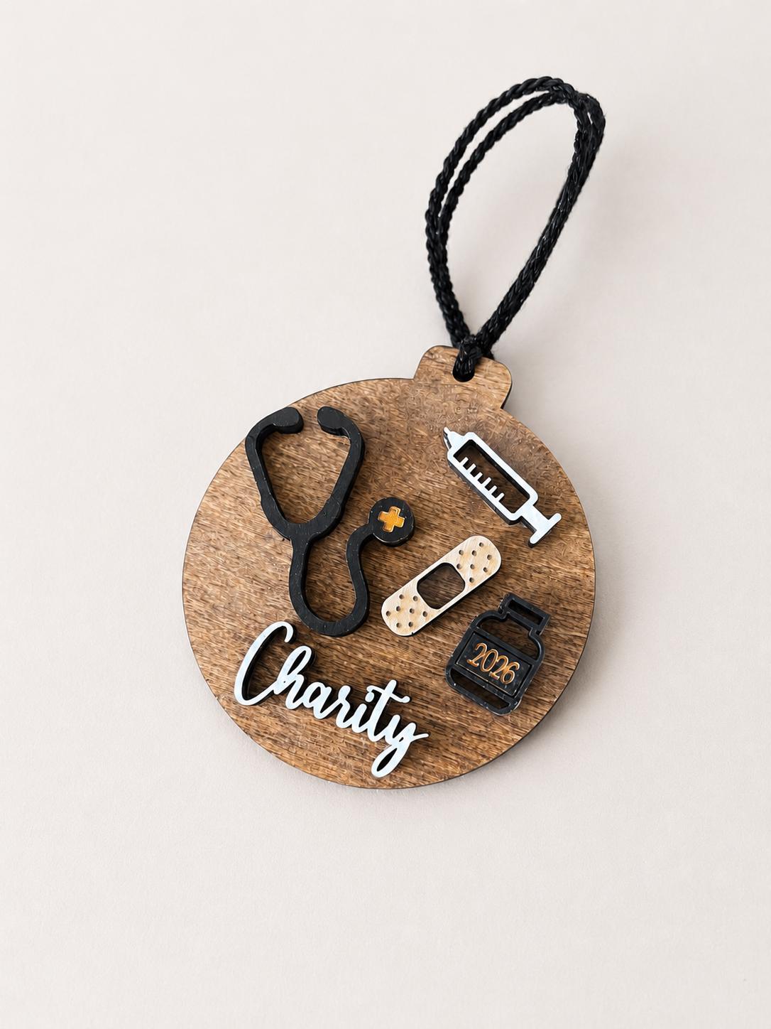 Personalized Wooden Nurse Ornament | Medical Graduation Keepsake, RN Gift
