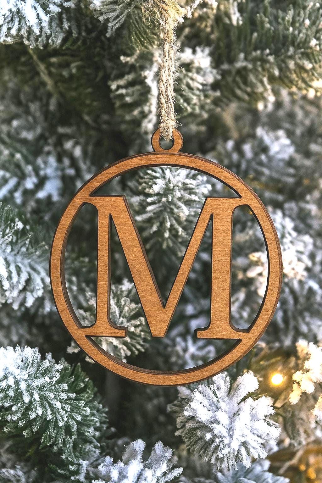 Initial Personalized Wood Christmas Gift Tag or Ornament