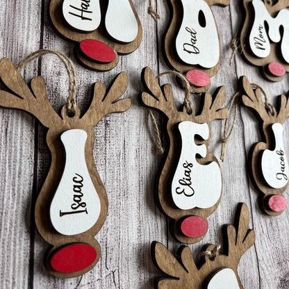 Lettered Reindeer Personalized Wood Christmas Ornament