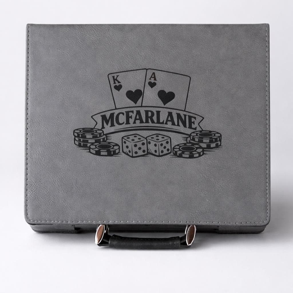Personalized Engraved Leatherette Poker Set