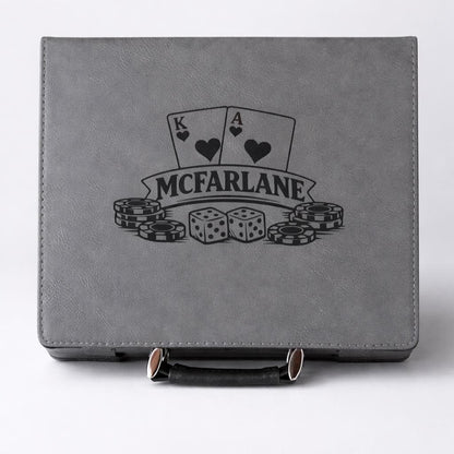 Personalized Engraved Leatherette Poker Set