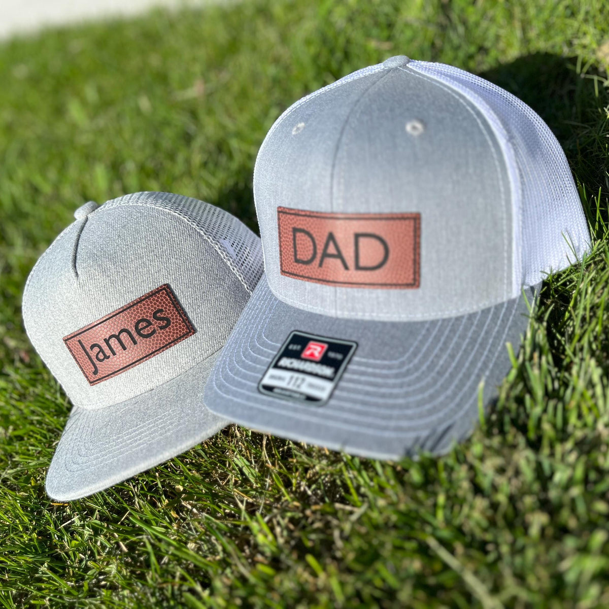 Personalized Leatherette Patch Trucker Hat for Dad & Toddler