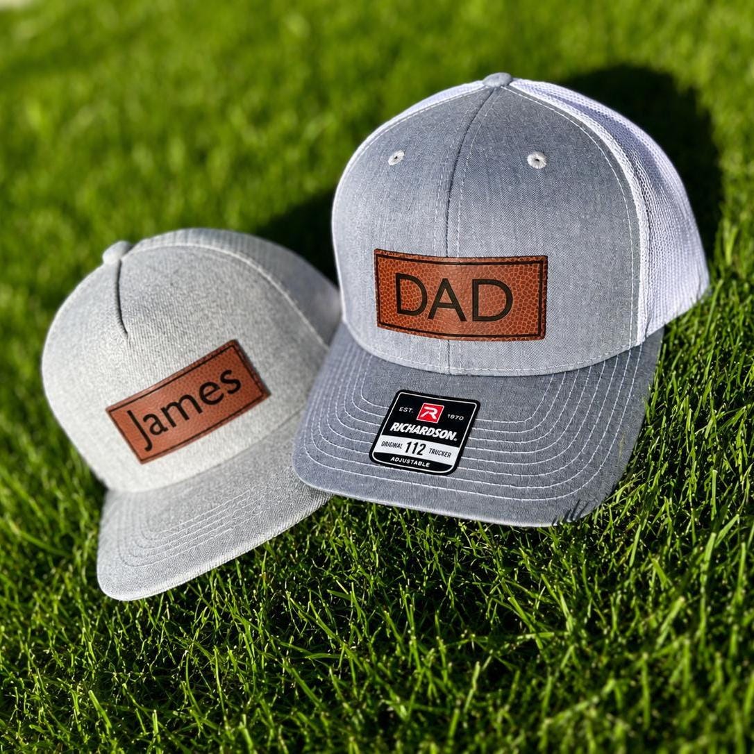 Personalized Leatherette Patch Trucker Hat for Dad & Toddler