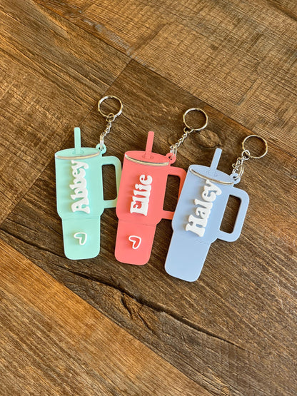 Personalized Mini Tumbler Keychain | Custom Name Charm