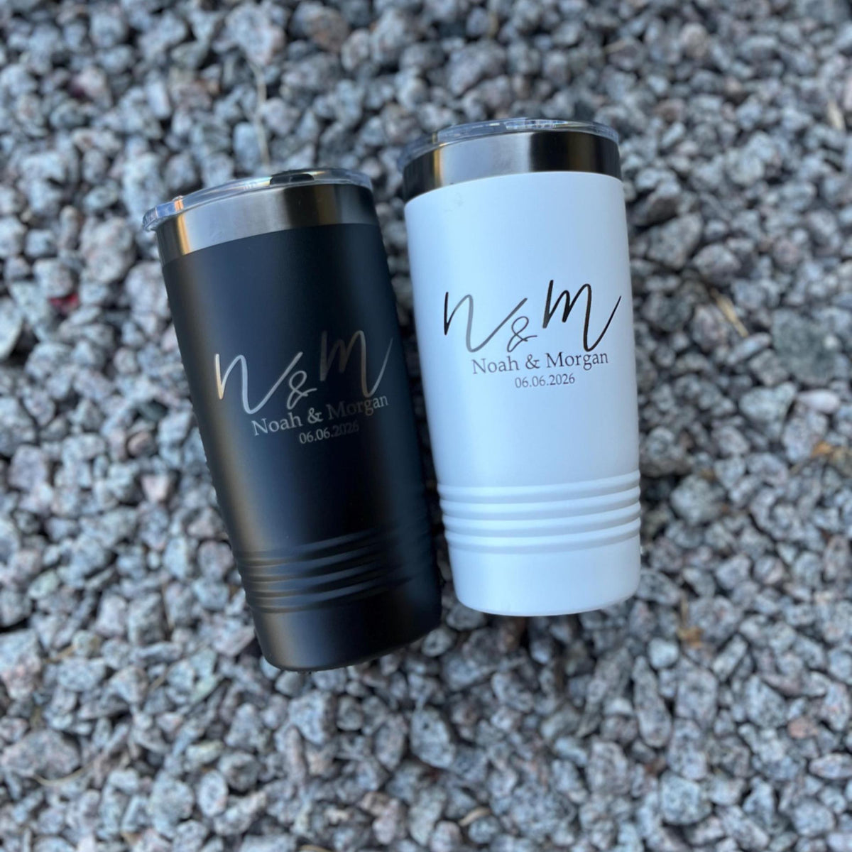 20 oz Custom Engraved Wedding Tumbler Set