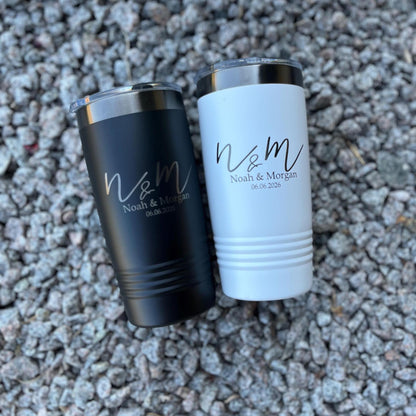 20 oz Custom Engraved Wedding Tumbler Set