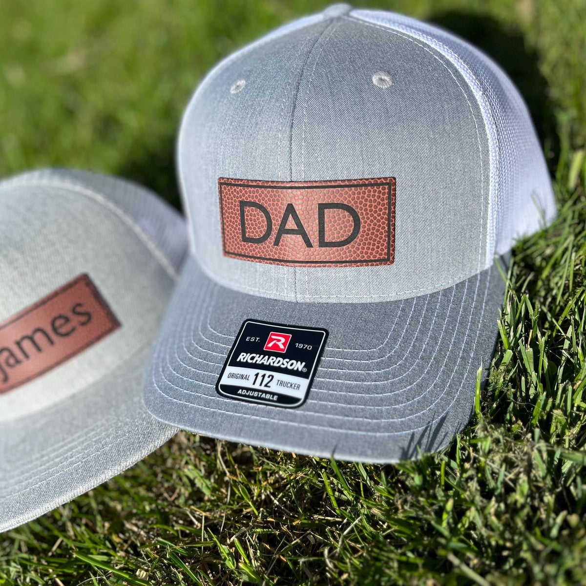 Personalized Leatherette Patch Trucker Hat for Dad & Toddler