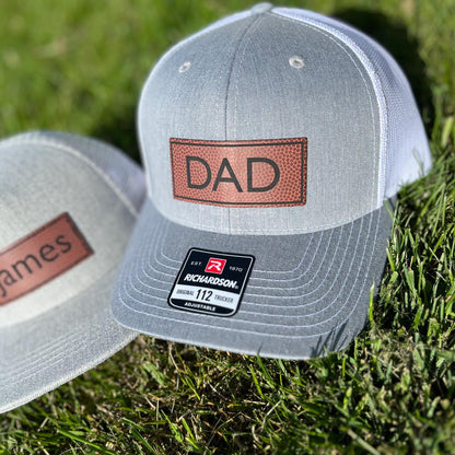 Personalized Leatherette Patch Trucker Hat for Dad & Toddler