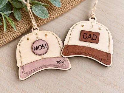 Baseball Cap Personalized Wood Christmas Ornament