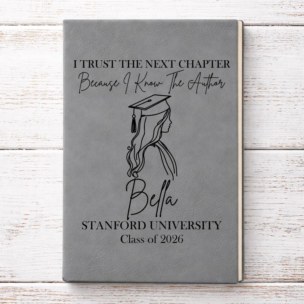 Personalized Graduation Journal | Custom Name, College, Year | Inspirational Quote Keepsake
