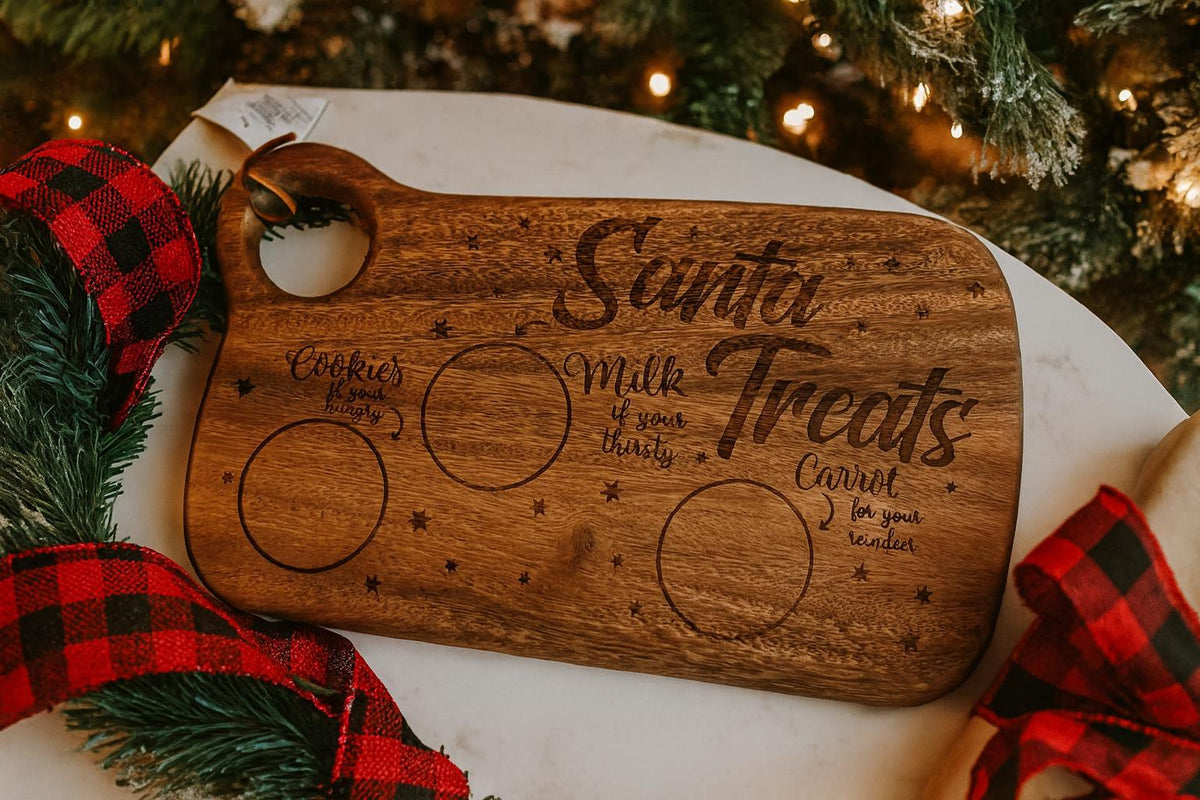 Engraved Acacia Wood Santa's Treats Board