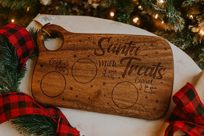Engraved Acacia Wood Santa's Treats Board