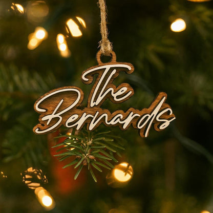 Last Name Personalized Wood Christmas Ornament