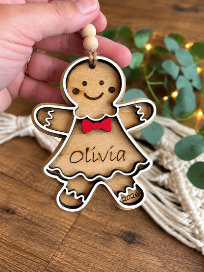 Gingerbread Personalized Wood Christmas Ornament