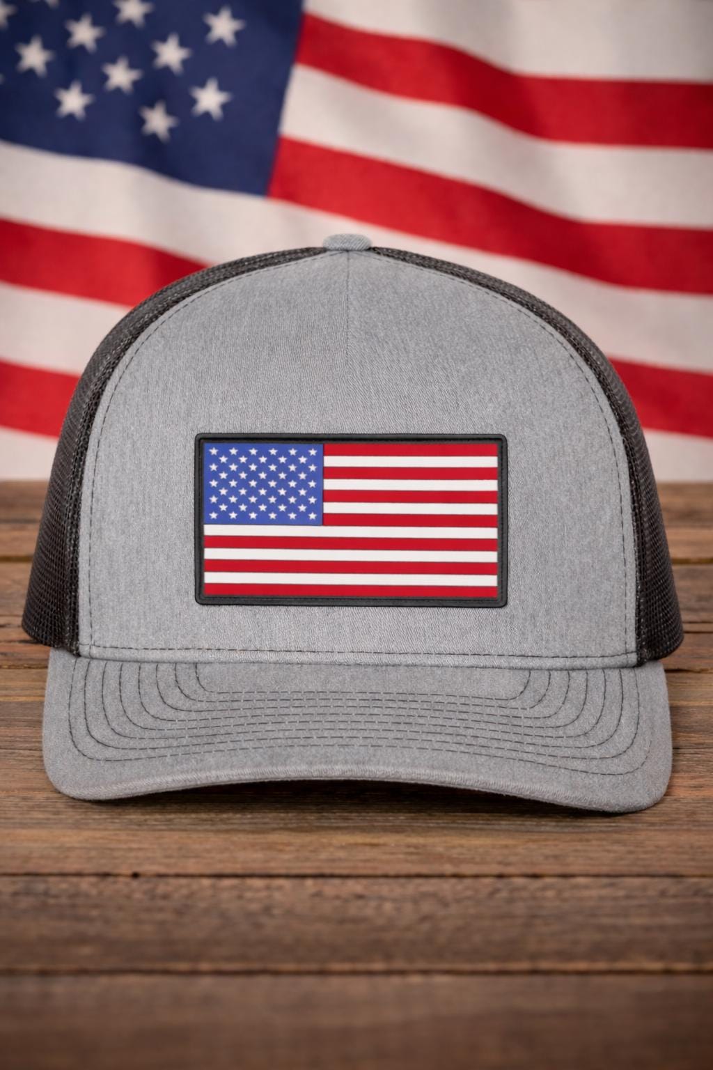 American Flag PVC Patch Hat, Patriotic Trucker Hat