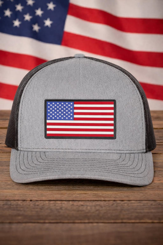 American Flag PVC Patch Hat, Patriotic Trucker Hat