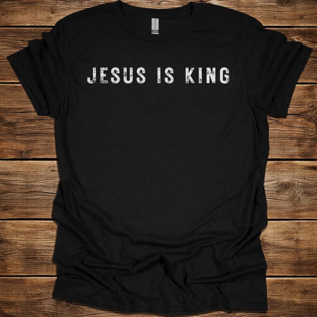 Jesus Is King Distressed Christian Graphic Tee | Unisex Faith Apparel
