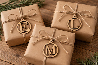Initial Personalized Wood Christmas Gift Tag or Ornament
