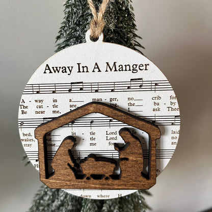 Christmas Ornament – Music Sheet Nativity Scene