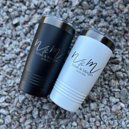 20 oz Custom Engraved Wedding Tumbler Set