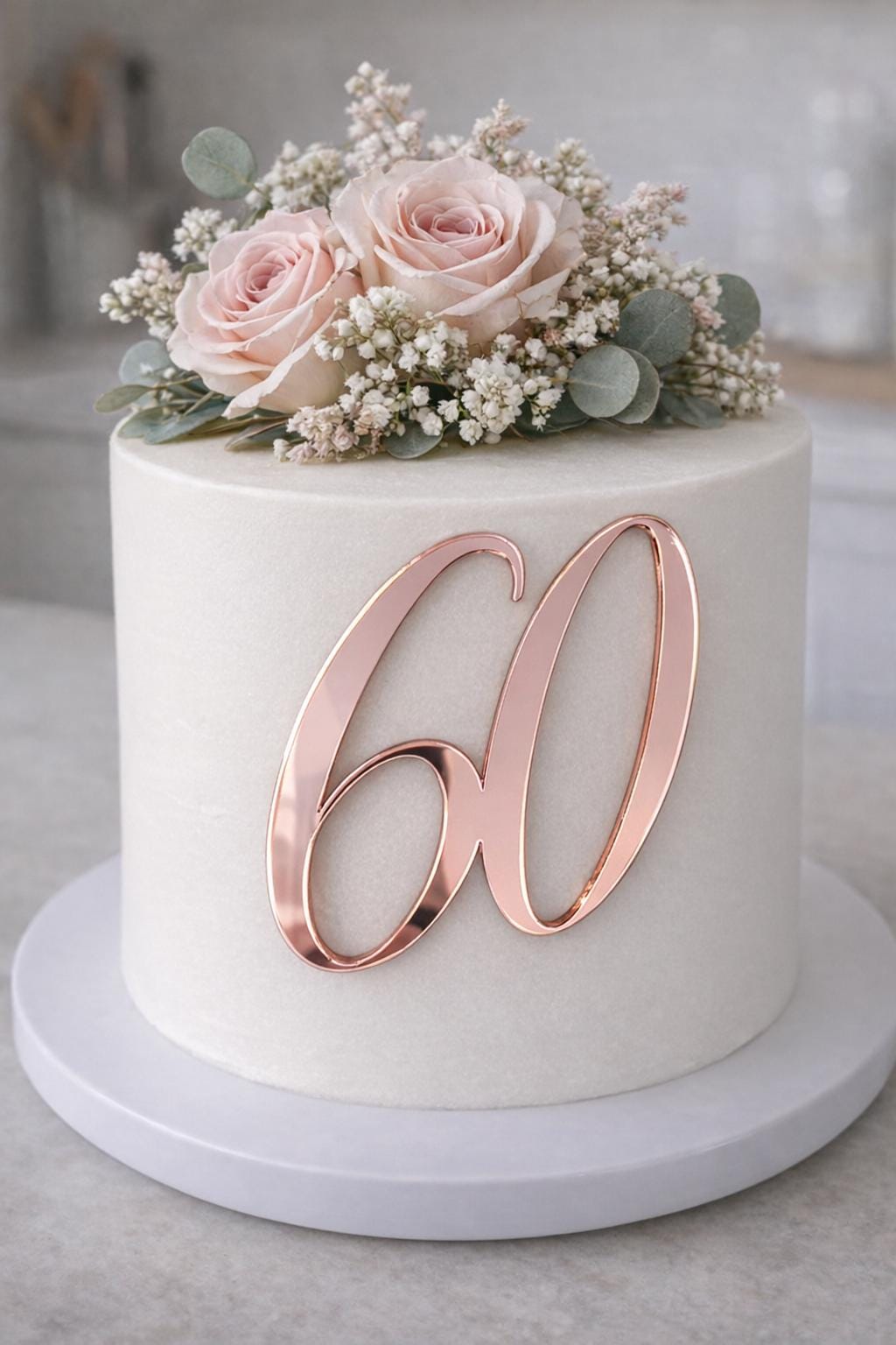 Script Number Cake Topper, Mirrored Acrylic Birthday Charm