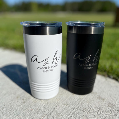 20 oz Custom Engraved Wedding Tumbler Set