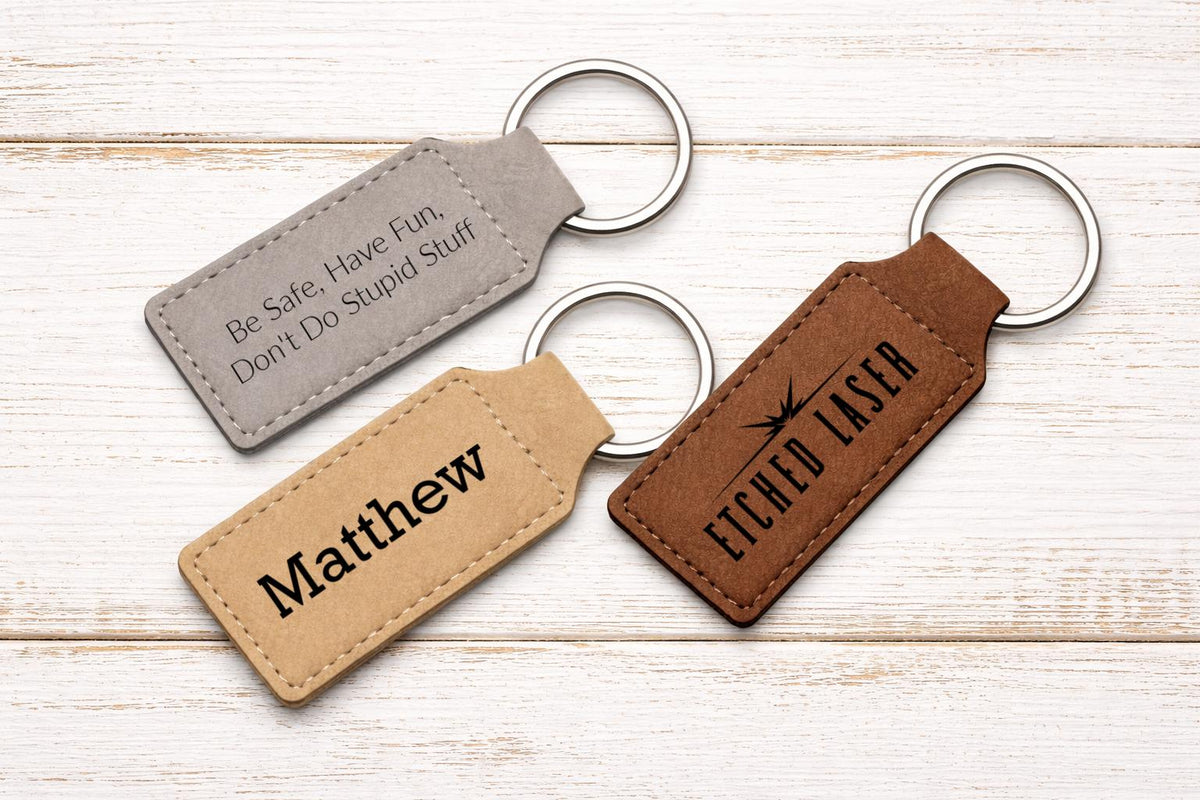 Personalized Faux Leather Keychain | Laser Engraved Custom Key Tag
