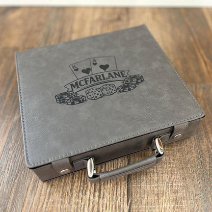Personalized Engraved Leatherette Poker Set