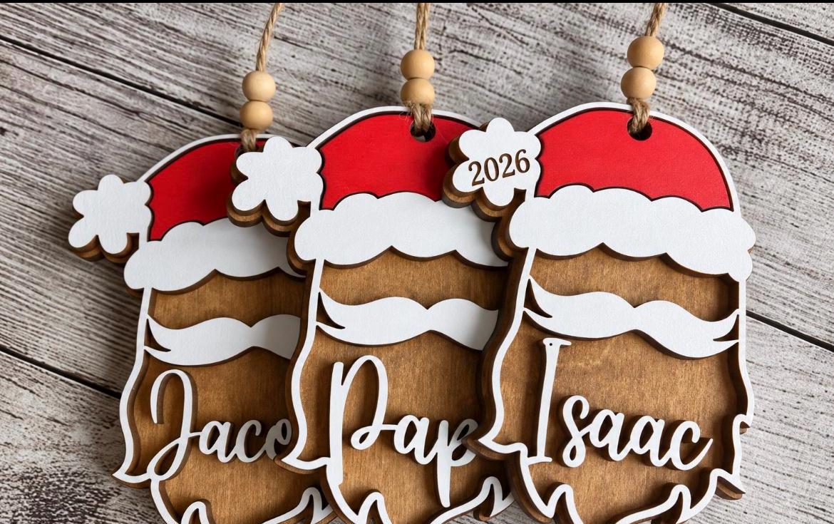Santa Clause Personalized Wood Christmas Ornament