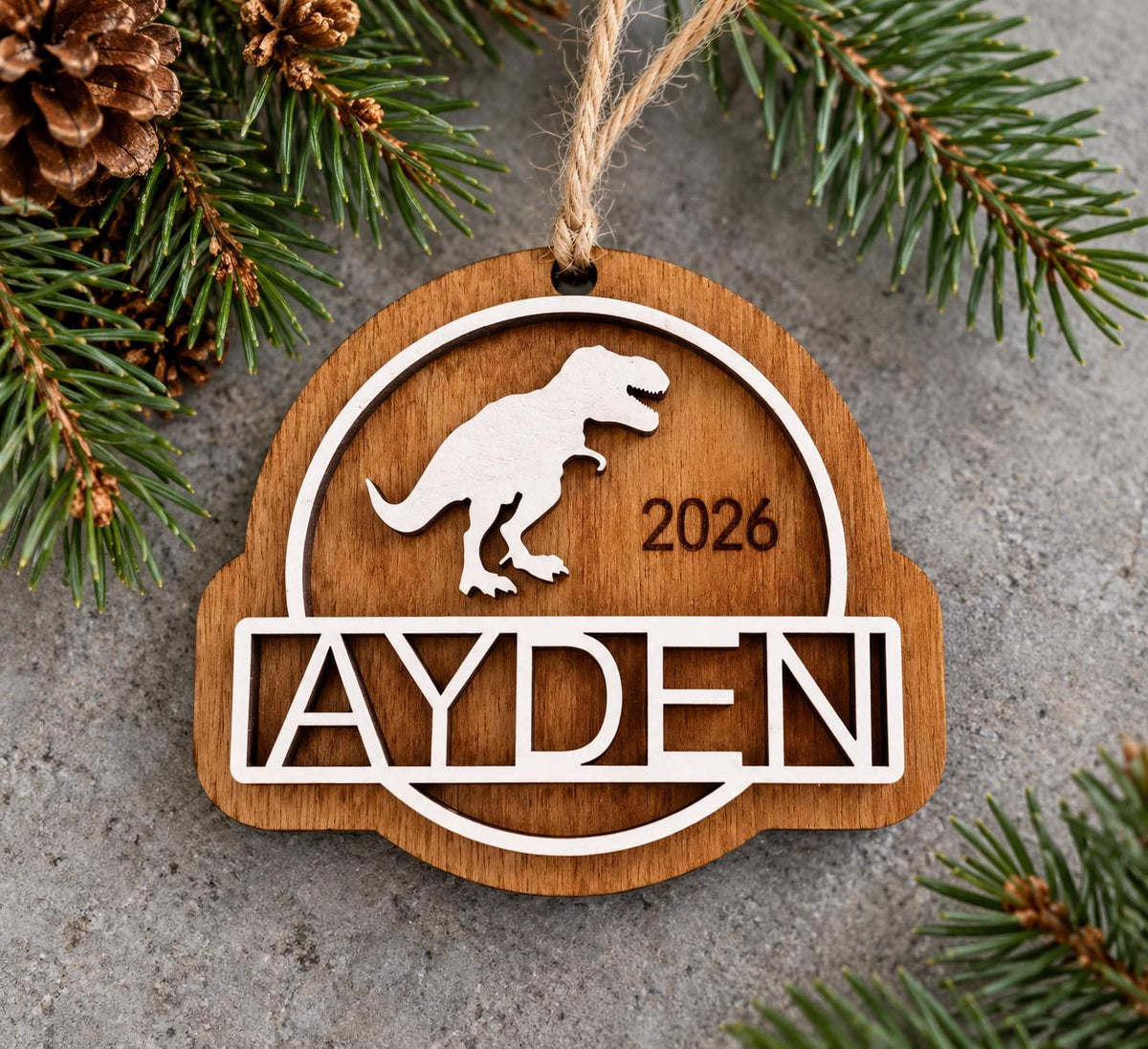 Personalized Dinosaur Christmas Ornament