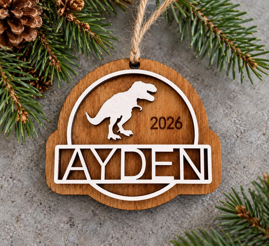 Personalized Dinosaur Christmas Ornament