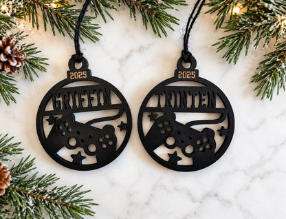 Gamer Personalized Wood Christmas Ornament