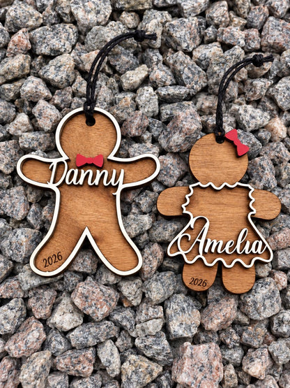Gingerbread Personalized Wood Christmas Ornament