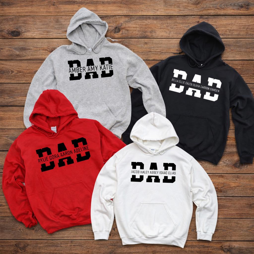 Personalized Dad Hoodie – Custom Names Father's Day Gift