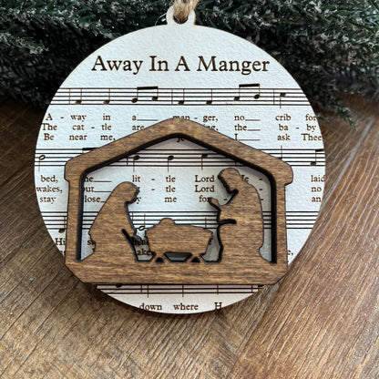 Christmas Ornament – Music Sheet Nativity Scene