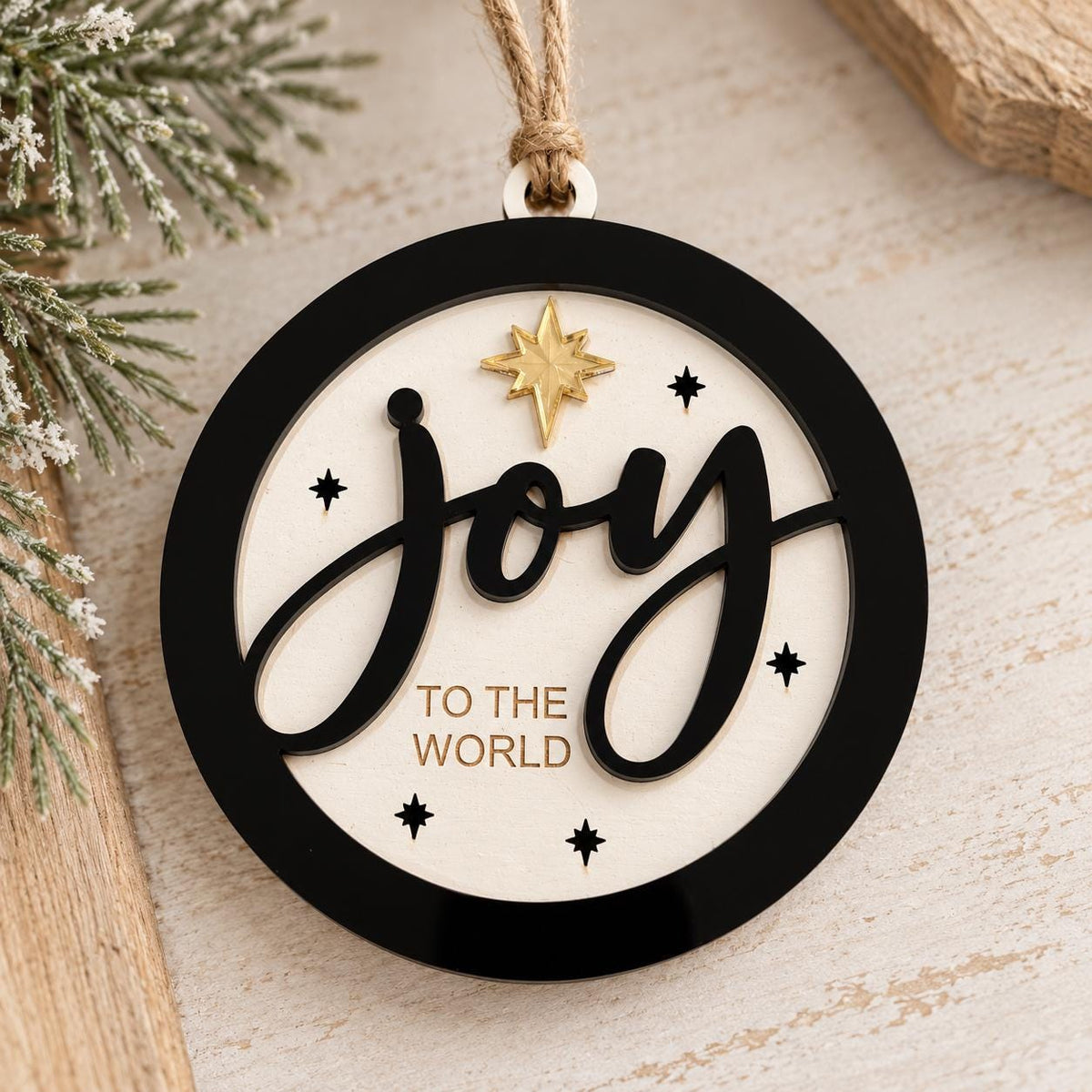 Joy to the World Wood & Acrylic Christmas Ornament