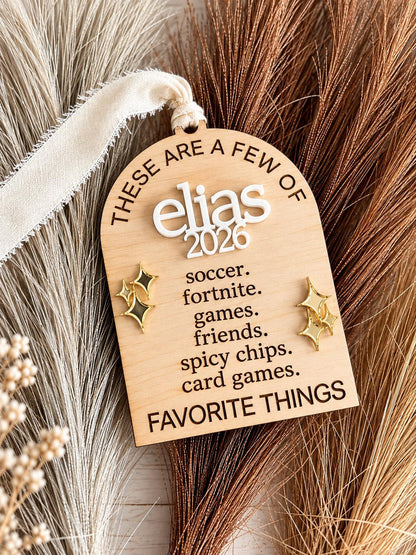 Favorite Things Personalized Wood Christmas Ornament