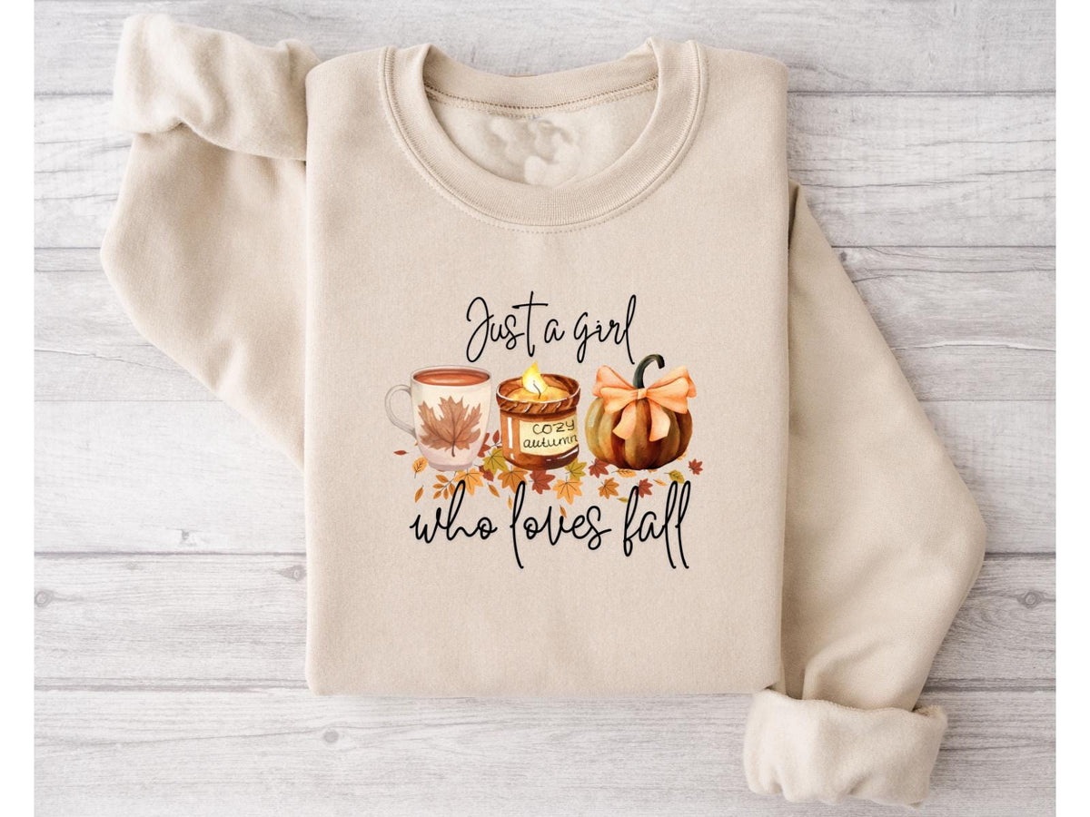 Just A Girl Who Loves Fall – Pumpkin Coffee Sweatshirt