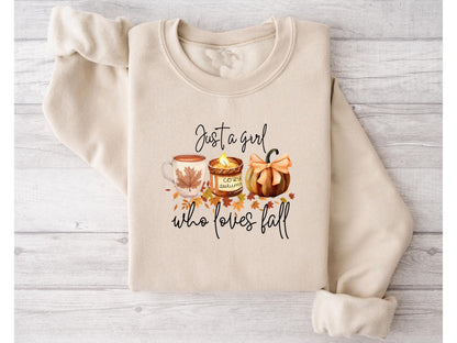 Just A Girl Who Loves Fall – Pumpkin Coffee Sweatshirt