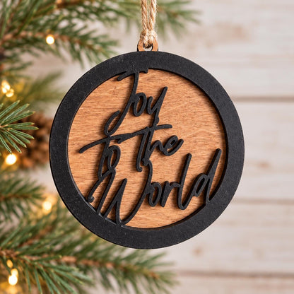 Joy to the World Wooden Christmas Ornament