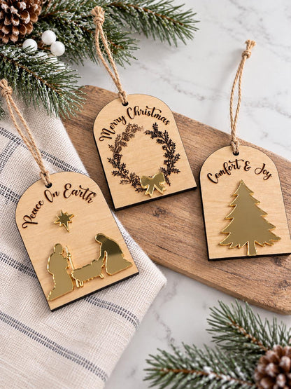 Nativity, Wreath Or Holiday Tree Wood & Acrylic Christmas Ornament