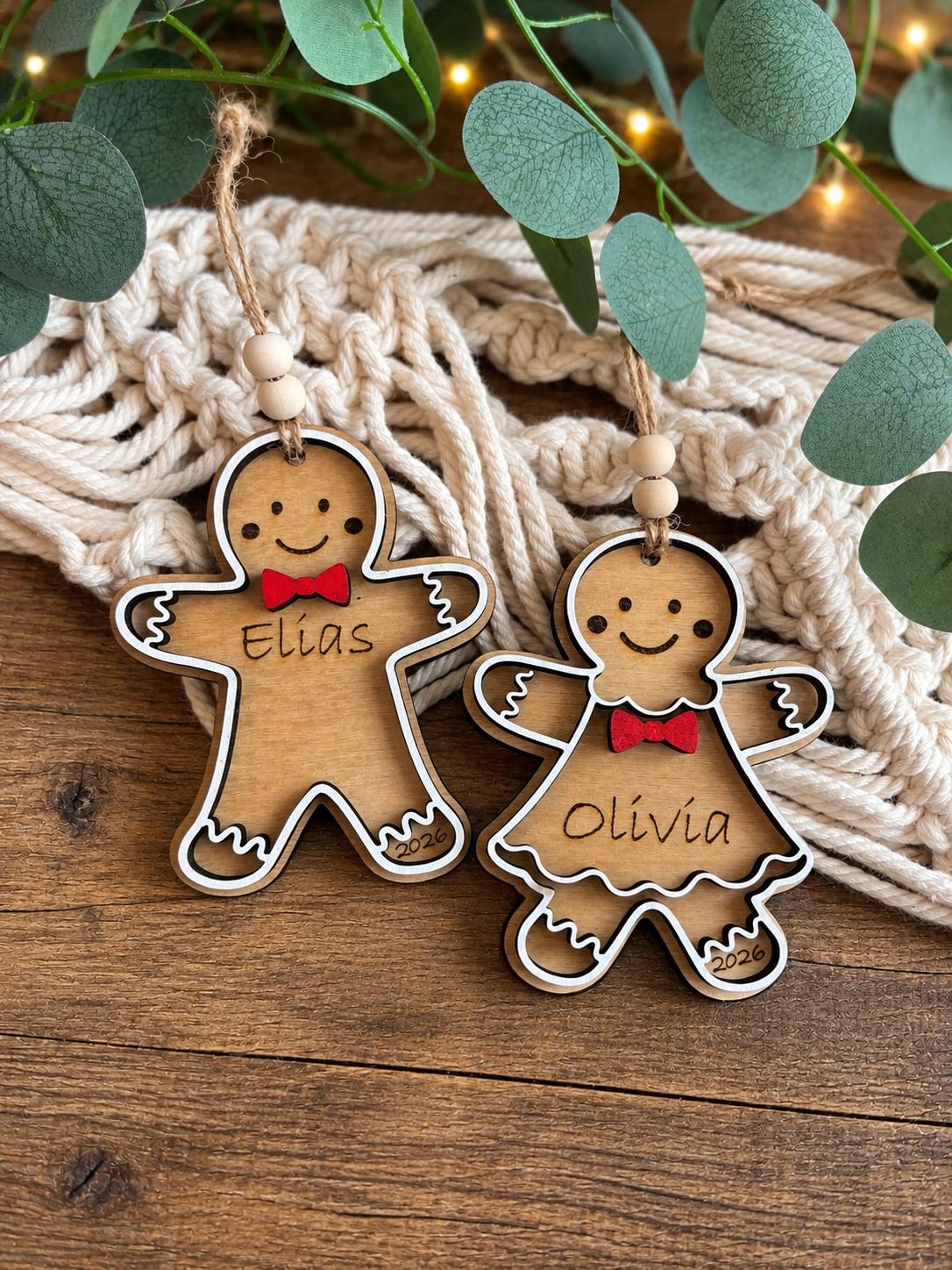 Gingerbread Personalized Wood Christmas Ornament