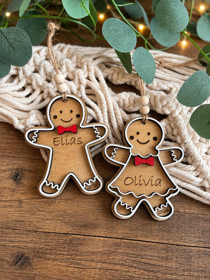 Gingerbread Personalized Wood Christmas Ornament