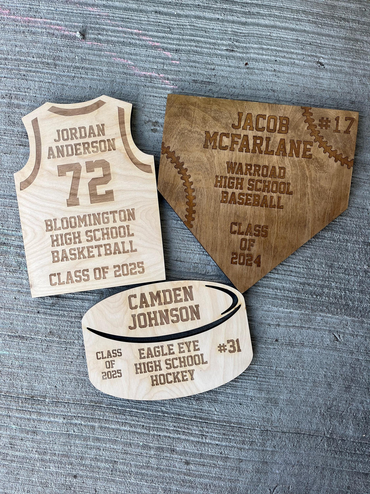 Laser Engraved Solid Wood Sports Plaques – Baseball, Basketball, Hockey Player Gifts