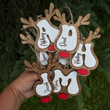 Lettered Reindeer Personalized Wood Christmas Ornament